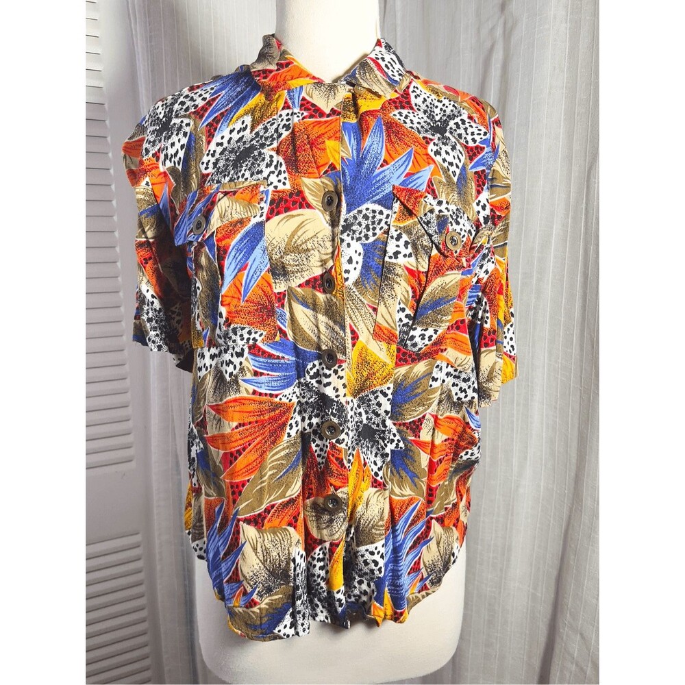 SK Wear Blouses Size 14 Vintage 90's Old Money Maximalist Button Down Top